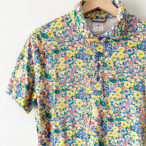 J. Crew Other - J. Crew Floral Multicolor Short Sleeve Polo Shirt Coolmax Men's Small Slim